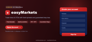 easyMarkets sign up page