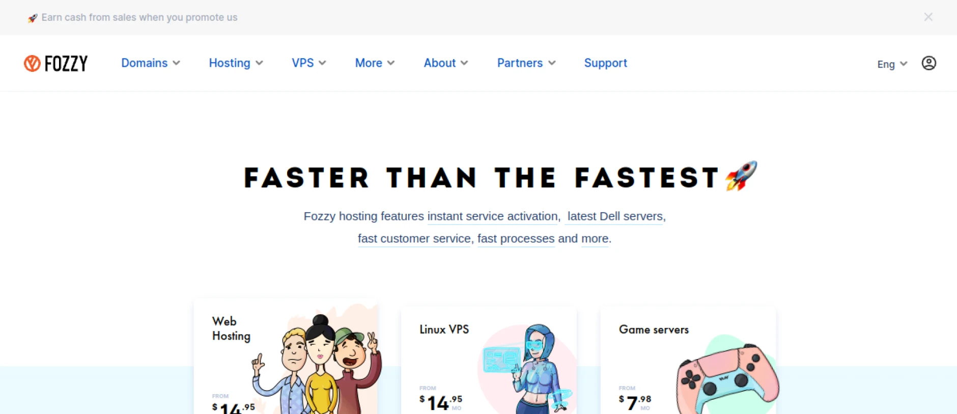 Fozzy hosting homepage