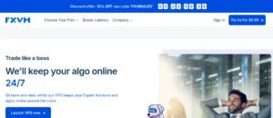 FXVM forex VPS homepage