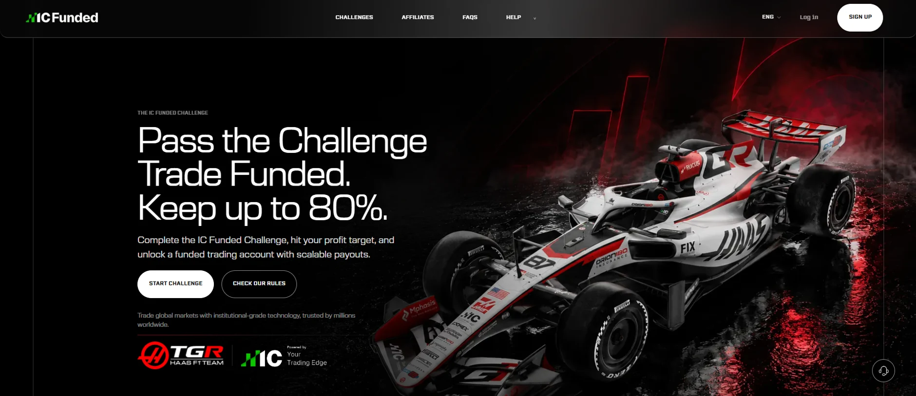 IC Funded prop firm homepage