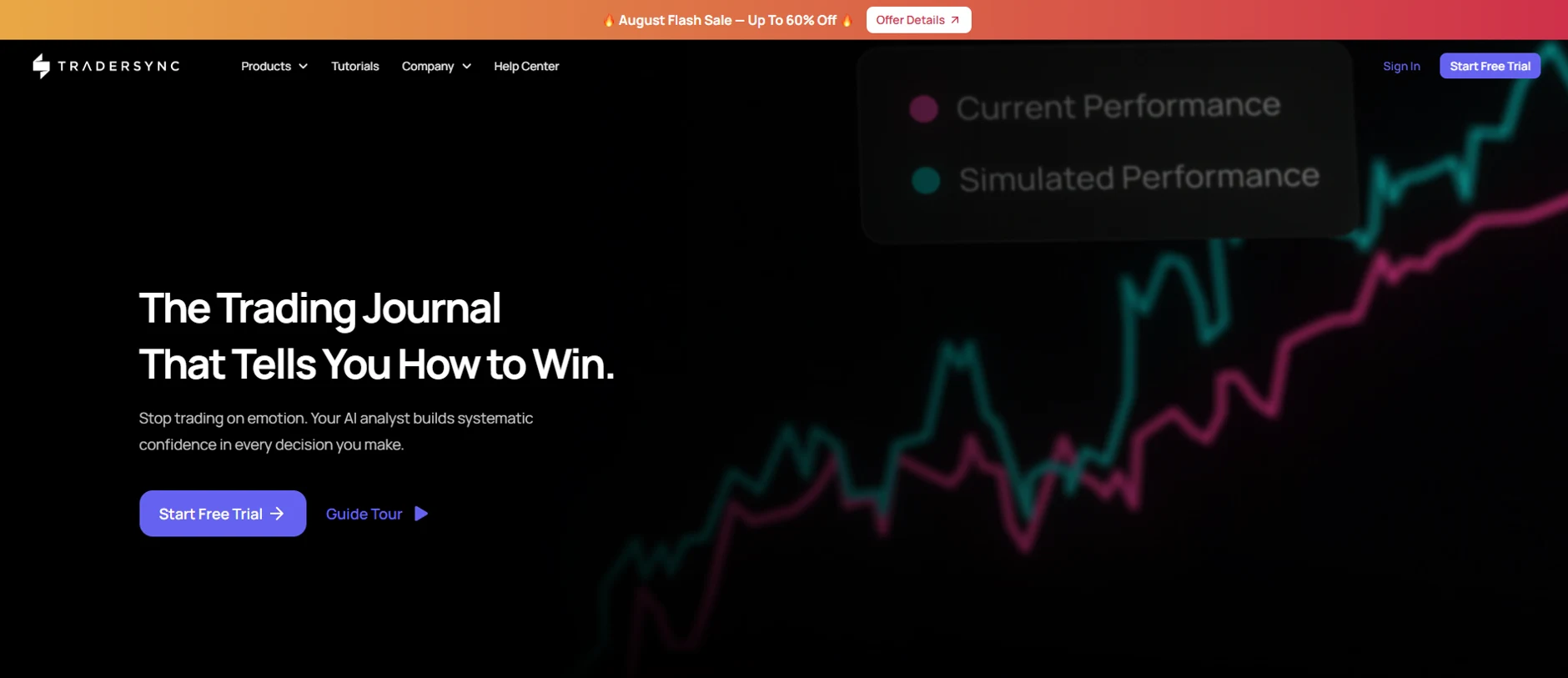 TraderSync trading journal homepage